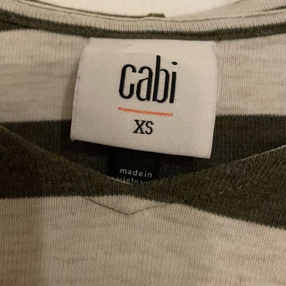 CAbi Olive Green & Oatmeal Striped Playoff Hoodie 3995 - Picture 4 of 8